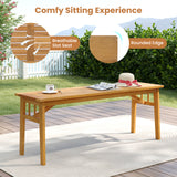 3 Pieces Patio Dining Set Acacia Wood Outdoor Rectangular Picnic Table and 2 Benches