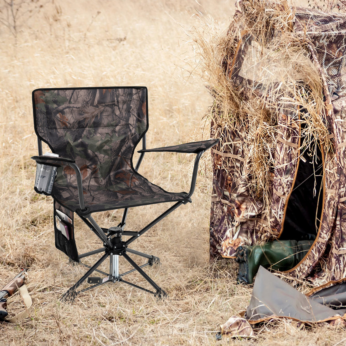 360Â° Swivel Hunting Chair Portable Foldable Hunting Chair Set of 2-Camo