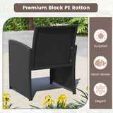 4 Pieces Patio Furniture Set with Tempered Glass Tabletop and Removable Cushion