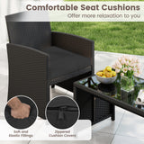 4 Pieces Patio Furniture Set with Tempered Glass Tabletop and Removable Cushion
