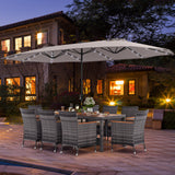 11 Pieces Patio Dining Set with 15 Feet Double-Sided Patio Umbrella Base Included