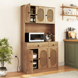71 Inches Pantry Cabinet with Hutch and Charging Station-Natural