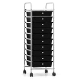 10-Drawer Rolling Storage Cart with Metal Frame and Lockable Universal Wheels