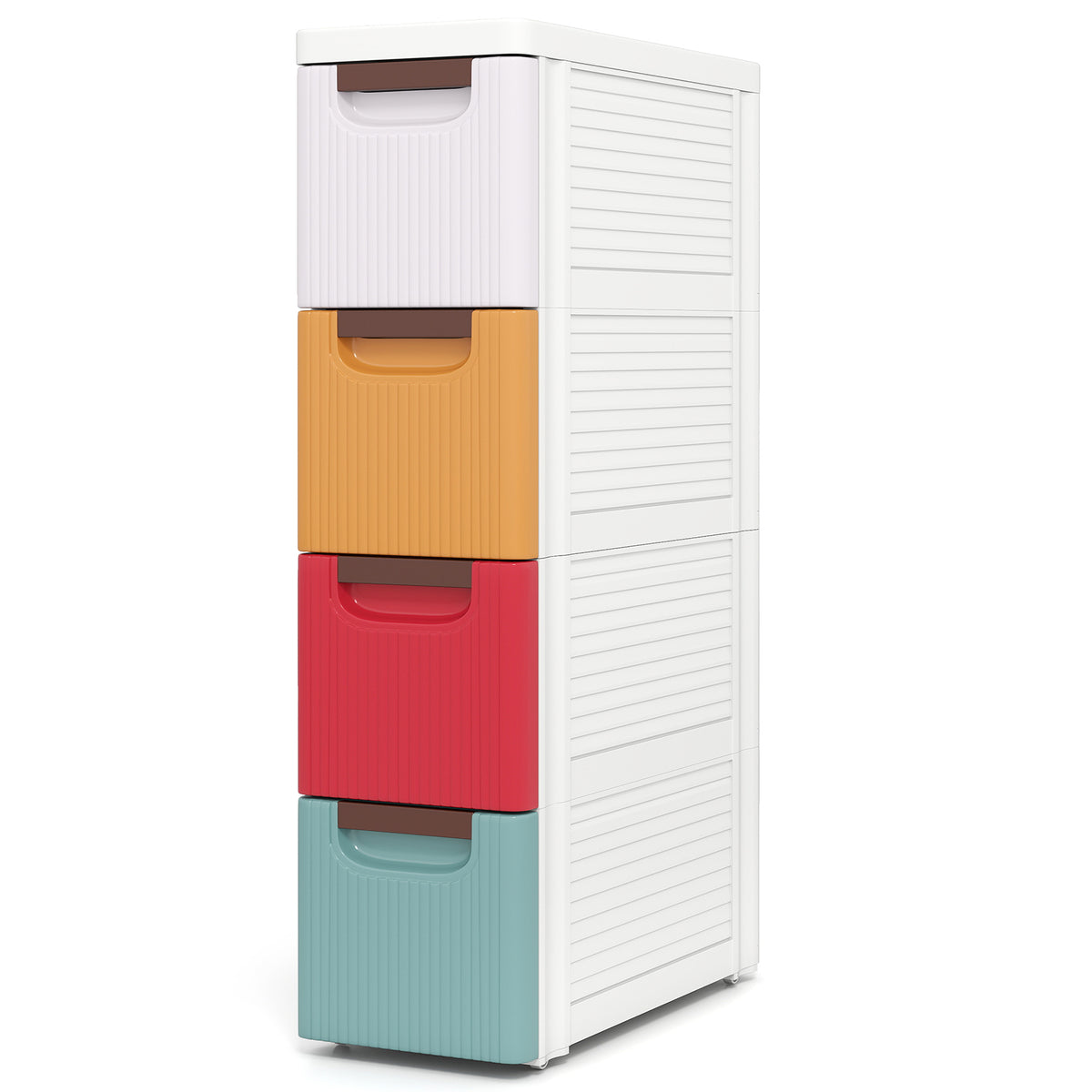 3/4/5/6-Drawer Rolling Organizer Unit Narrow Storage Cabinet with Built-In Wheels for Small Space-3