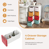 3/4/5/6-Drawer Rolling Organizer Unit Narrow Storage Cabinet with Built-In Wheels for Small Space-3