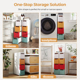 3/4/5/6-Drawer Rolling Organizer Unit Narrow Storage Cabinet with Built-In Wheels for Small Space-3