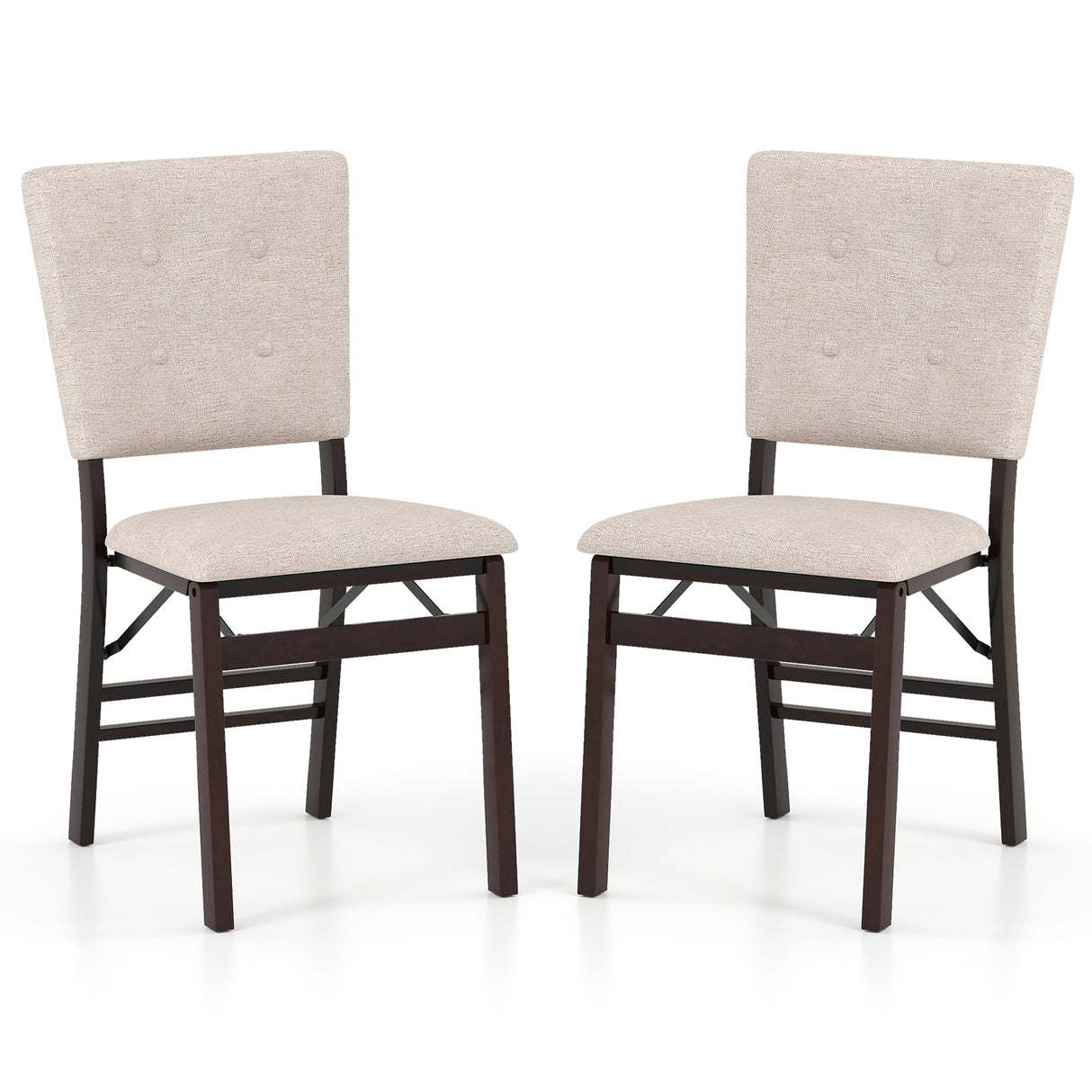 Foldable Dining Chair Set of 2 Armless Kitchen Chair with Padded Seat and Tilt Backrest