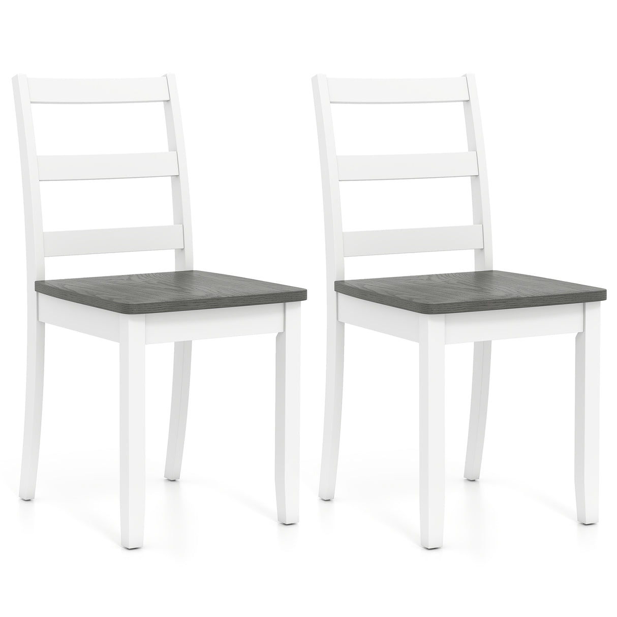 Set of 2 Wood Dining Chairs with Solid Rubber Wood Legs