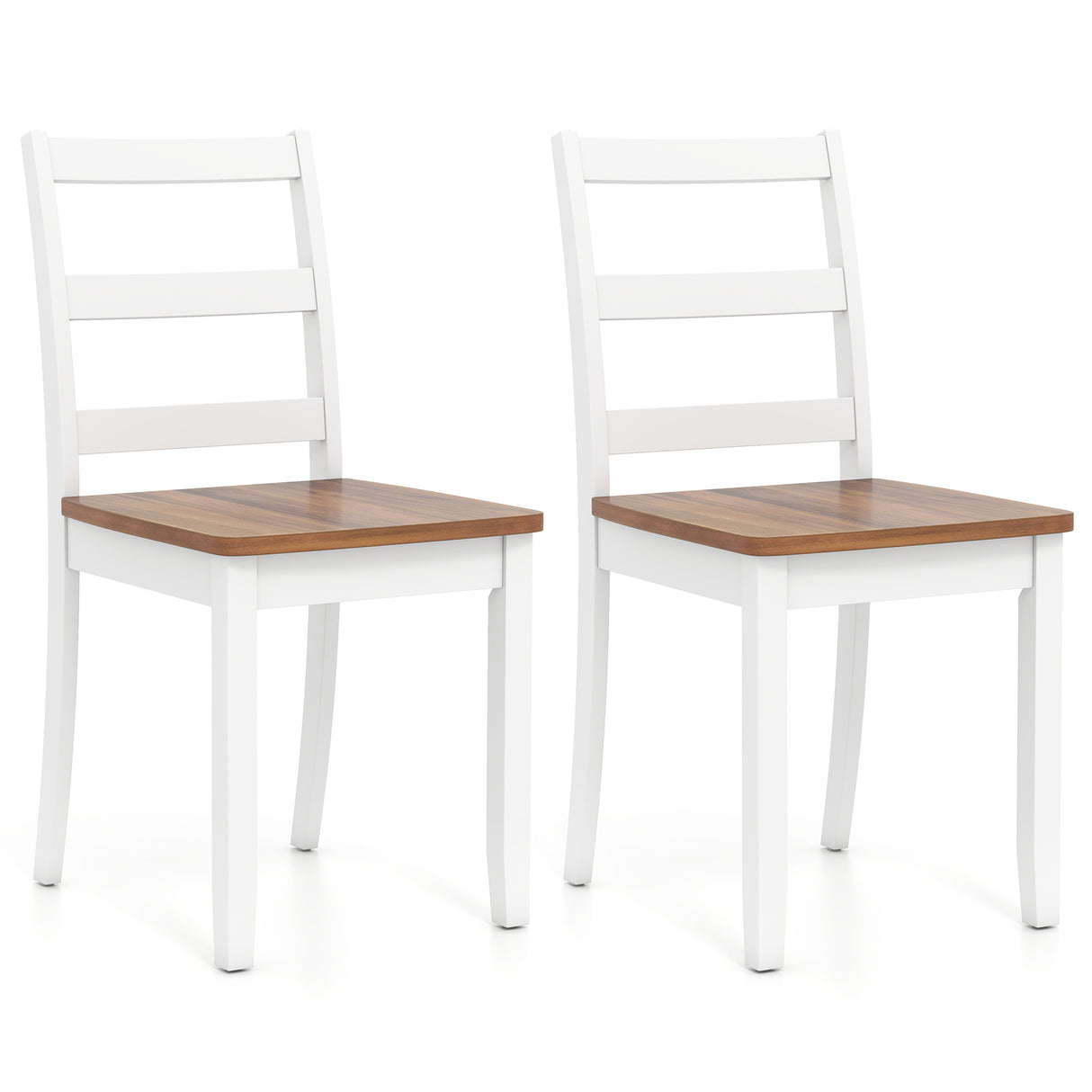 Set of 2 Wood Dining Chairs with Solid Rubber Wood Legs