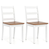 Set of 2 Wood Dining Chairs with Solid Rubber Wood Legs