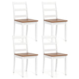 Set of 4 Wood Dining Chairs with Solid Rubber Wood Legs
