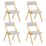 Folding Dining Chair Set of 4 Wooden Upholstered Dining Chairs with Solid Wood Frame