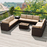 Outdoor PE Rattan Conversation Set with 32â Propane Fire Pit Table and Tank Holder