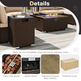 Outdoor PE Rattan Conversation Set with 32â Propane Fire Pit Table and Tank Holder