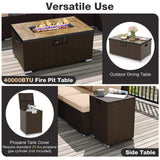 Outdoor PE Rattan Conversation Set with 32â Propane Fire Pit Table and Tank Holder