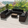Outdoor PE Rattan Conversation Set with 32â Propane Fire Pit Table and Tank Holder