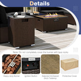 Outdoor PE Rattan Conversation Set with 32â Propane Fire Pit Table and Tank Holder