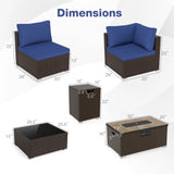 Outdoor PE Rattan Conversation Set with 32â Propane Fire Pit Table and Tank Holder