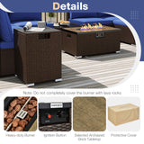 Outdoor PE Rattan Conversation Set with 32â Propane Fire Pit Table and Tank Holder