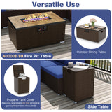 Outdoor PE Rattan Conversation Set with 32â Propane Fire Pit Table and Tank Holder
