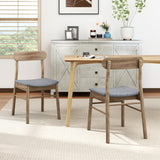 Fabric Upholstered Kitchen Armless Dining Chairs with Rubber Wood Frame Set of 2-Oak