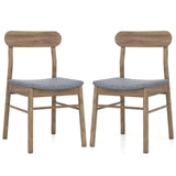 Fabric Upholstered Kitchen Armless Dining Chairs with Rubber Wood Frame Set of 2-Oak
