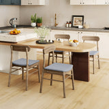 Fabric Upholstered Kitchen Armless Dining Chairs with Rubber Wood Frame Set of 4-Oak