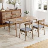 Fabric Upholstered Kitchen Armless Dining Chairs with Rubber Wood Frame Set of 4-Oak