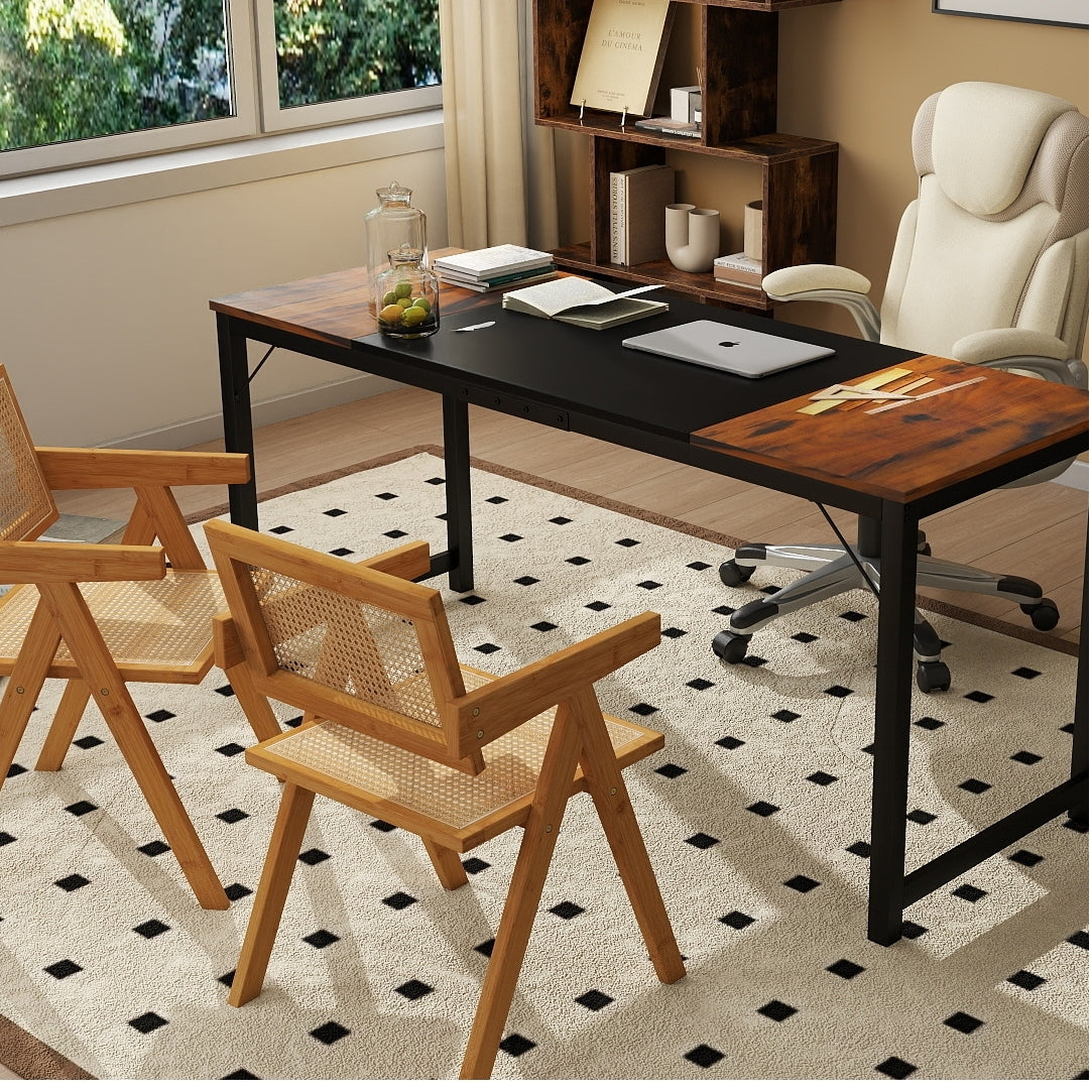 All-in-One Home Office Furniture Bundle â Ergonomic Chair  Spacious Desk  Multi-Drawer Cart  Bookshelf & Accent Chairs