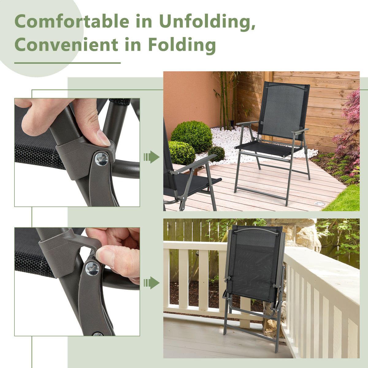 5-Piece Foldable Outdoor Dining Set for Backyard Garden Deck