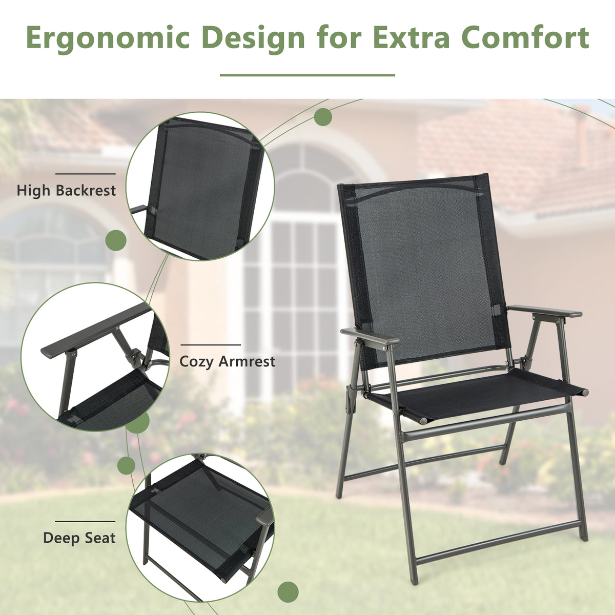 5-Piece Foldable Outdoor Dining Set for Backyard Garden Deck