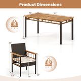 7 Pieces PE Wicker Patio Dining Set for Garden and Backyard