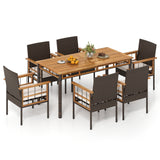 7 Pieces PE Wicker Patio Dining Set for Garden and Backyard