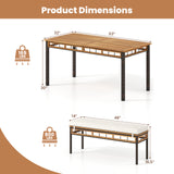 3 Pieces Acacia Wood Patio Dining Set for Deck and Backyard