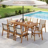 9 Pieces Acacia Wood Patio Dining Set for 6-8