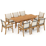9 Pieces Acacia Wood Patio Dining Set for 6-8
