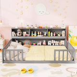 Montessori Twin Floor Bed and Kids Toy Storage Cabinet Bundle