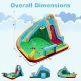 6-in-1 Inflatable Water Slide Park with 750W Blower for Yard