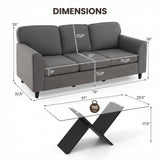Contemporary Living Room Furniture Suite: Modern 3-Seat Teddy Velvet Sofa + 47-Inch Glass Coffee Table