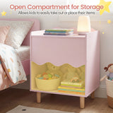 Toddler Scalloped Side Table with Wide Top & Open Compartment