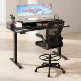 Electric Height Adjustable Standing Desk and Drafting Chair Set with Storage Drawers
