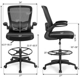 Electric Height Adjustable Standing Desk and Drafting Chair Set with Storage Drawers