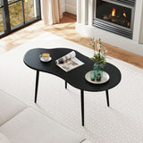 Cloud Shape Coffee Table 39.5 inch Irregular Center Table with Metal Frame