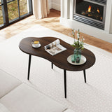 Cloud Shape Coffee Table 39.5 inch Irregular Center Table with Metal Frame