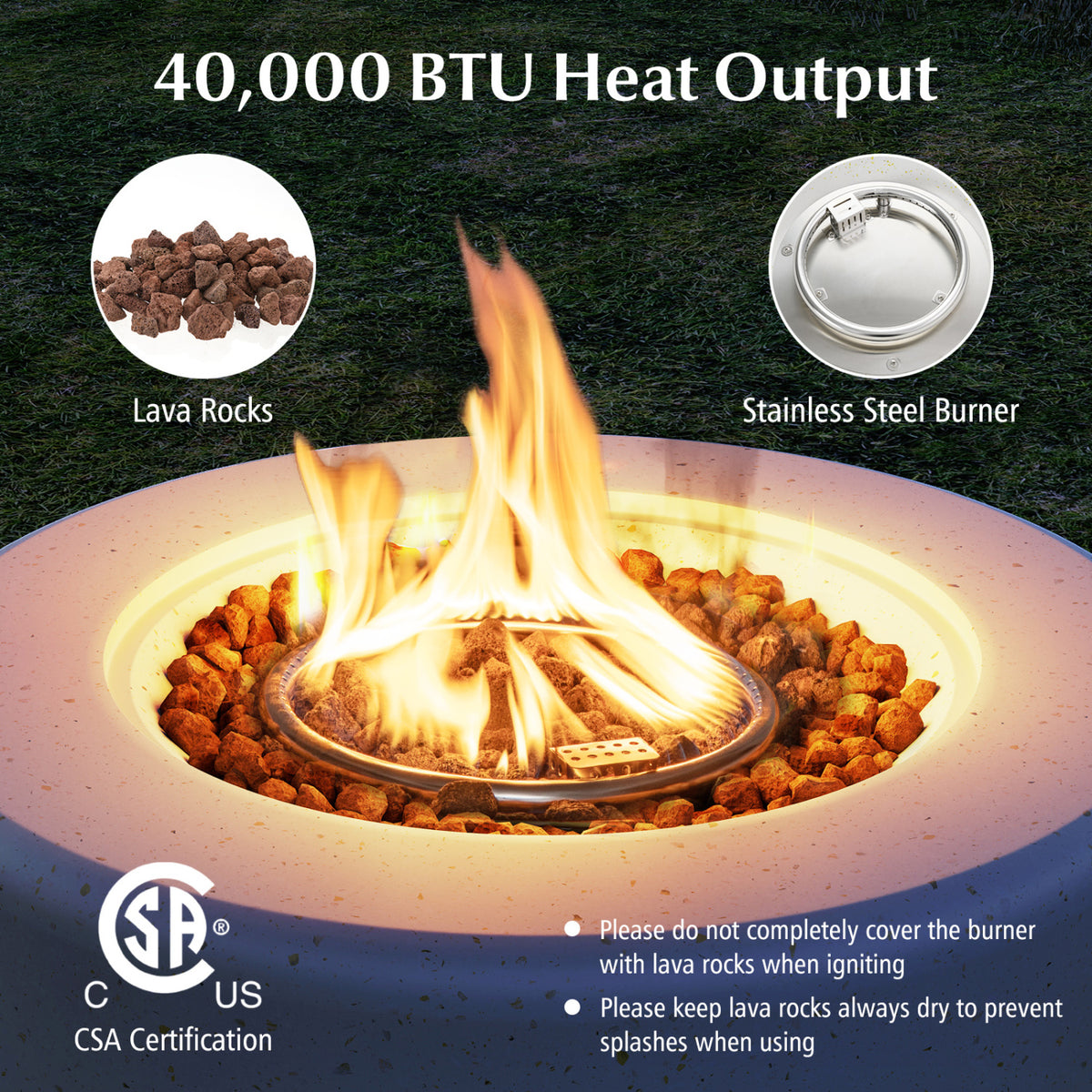 40 000 BTU Fire Pit Table Set with Hideaway Tank Holder
