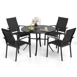 5 Pieces Patio Dining Set for 4 42.5 inch Outdoor Round Metal Table