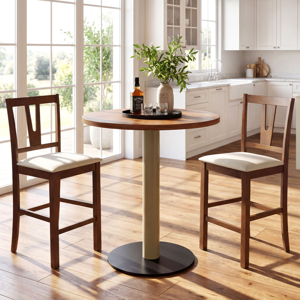 Counter Height Bar Stools with Contoured V-Back-Set of 2
