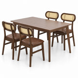 48 Inch Dining Table Set for 4 with Rattan Chairs  Mid Century Kitchen Table and Chairs Set for Dining Room