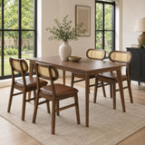 48 Inch Dining Table Set for 4 with Rattan Chairs  Mid Century Kitchen Table and Chairs Set for Dining Room