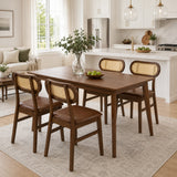48 Inch Dining Table Set for 4 with Rattan Chairs  Mid Century Kitchen Table and Chairs Set for Dining Room